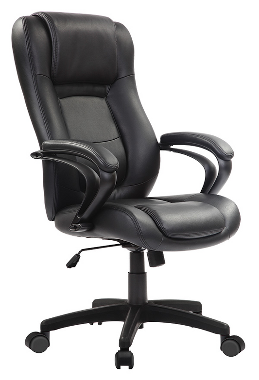 26.37" X 27.55" X 41.33" Black Leather Chair