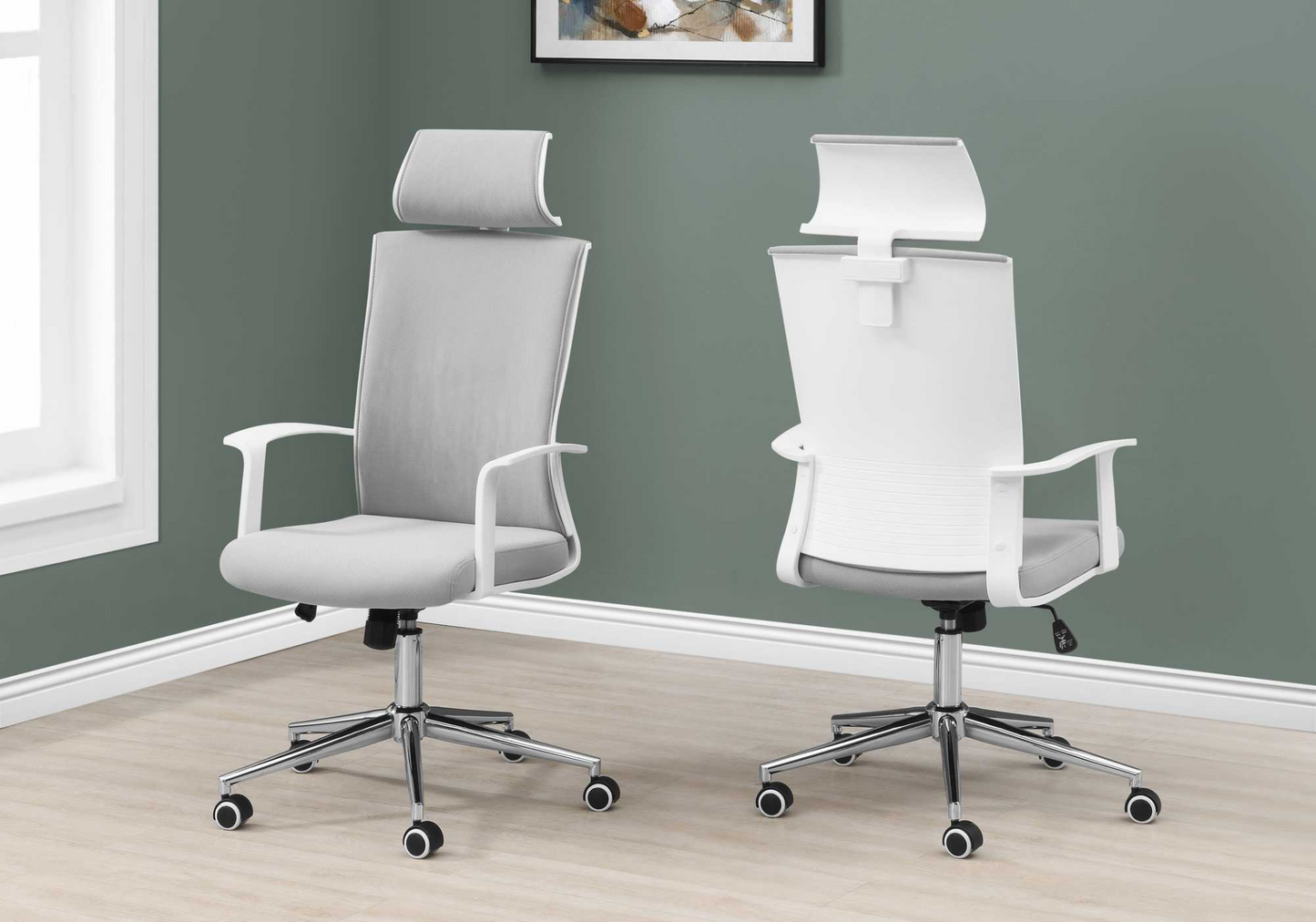 Whitewithgrey Fabric High Back Executive Office Chair