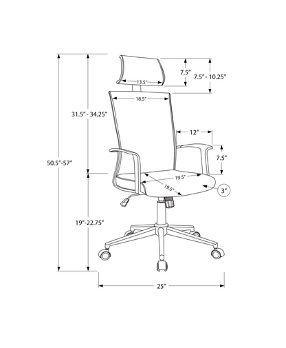 Whitewithgrey Fabric High Back Executive Office Chair