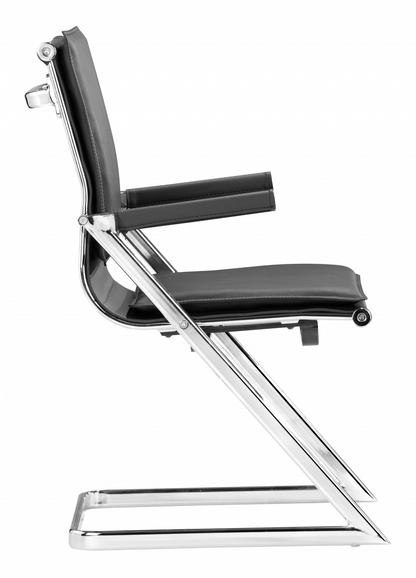 Set of Two Black Faux Leather Z Arm Office Chairs