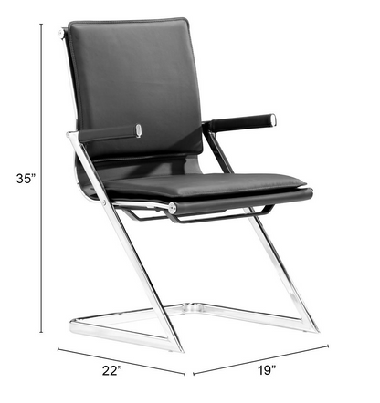 Set of Two Black Faux Leather Z Arm Office Chairs