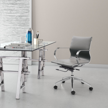 Gray Ergonomic Conference Room Low Back Rolling Office Chair