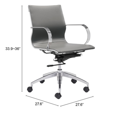 Gray Ergonomic Conference Room Low Back Rolling Office Chair