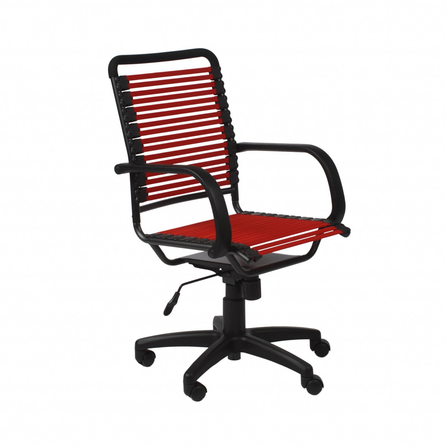 45" Black and Red Flat Bungee Cord High Back Office Chair