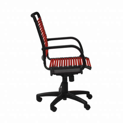 45" Black and Red Flat Bungee Cord High Back Office Chair