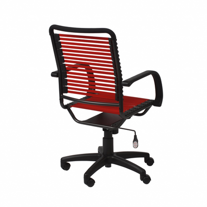 45" Black and Red Flat Bungee Cord High Back Office Chair