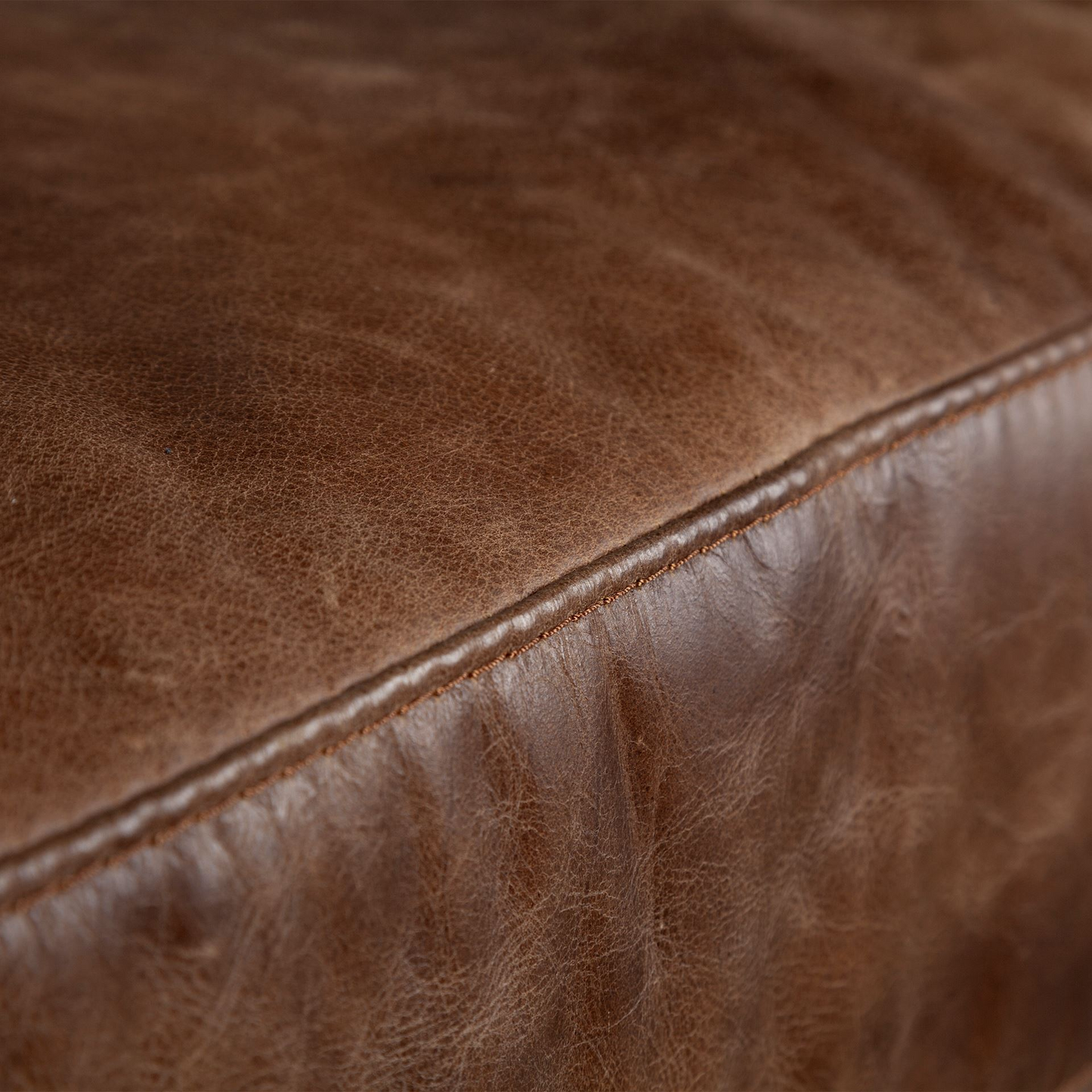 Espresso Brown Top-Grain Leather Wide Accent Chair With Wooden Frame And Iron Legs