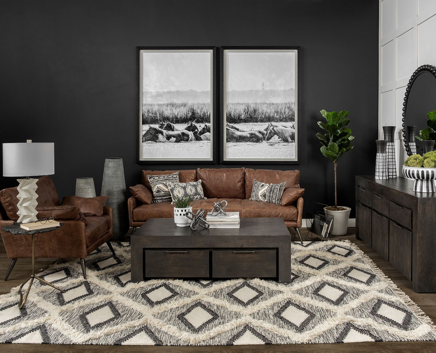 Espresso Brown Top-Grain Leather Wide Accent Chair With Wooden Frame And Iron Legs