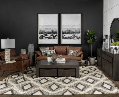 Espresso Brown Top-Grain Leather Wide Accent Chair With Wooden Frame And Iron Legs