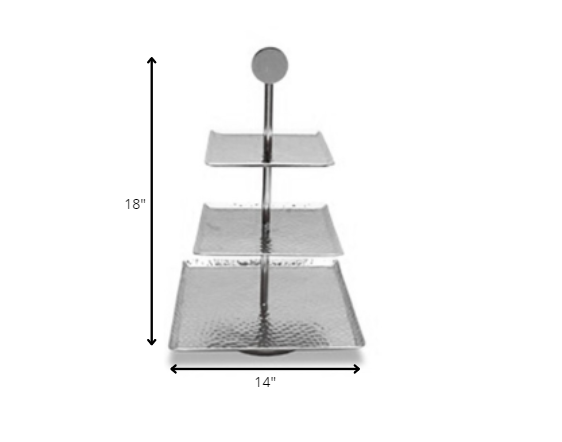 Hammered Square Shaped Three Tier Stand
