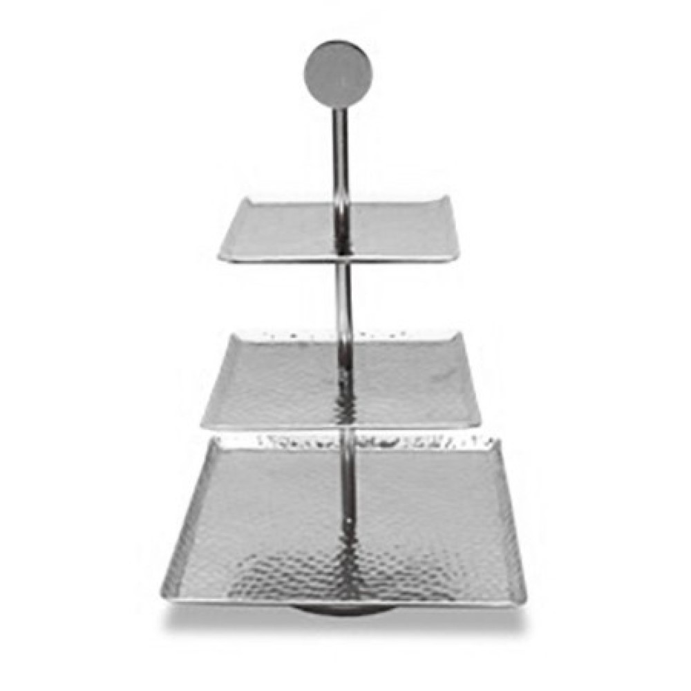Hammered Square Shaped Three Tier Stand