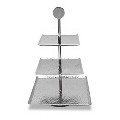 Hammered Square Shaped Three Tier Stand