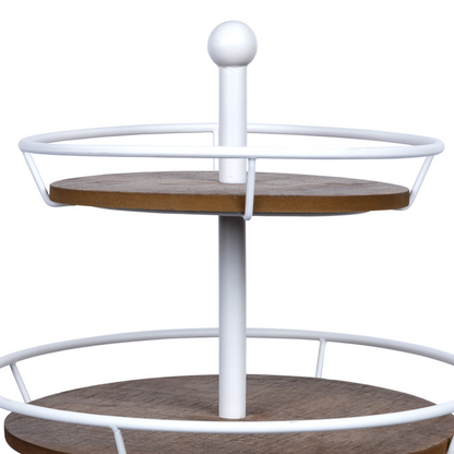 Three Tiered Metal And Wood Decorative Stand