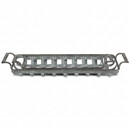 29" Gray Rectangular Metal Handmade Tray With Handles