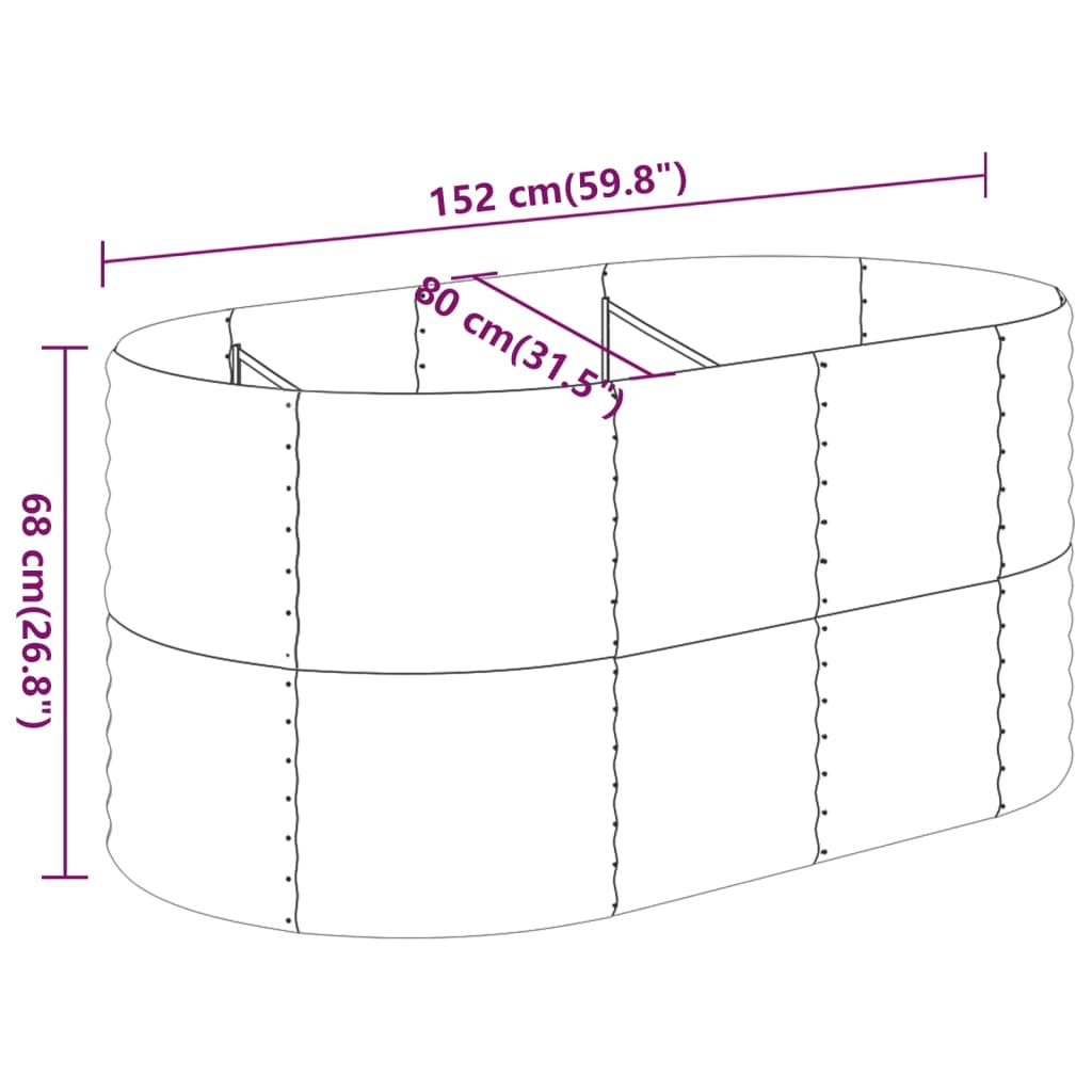 vidaXL Garden Raised Bed Powder-coated Steel 59.8"x31.5"x26.8" Gray