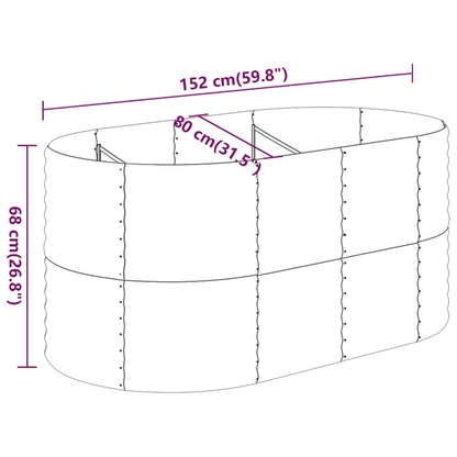vidaXL Garden Raised Bed Powder-coated Steel 59.8"x31.5"x26.8" Gray