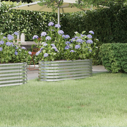 vidaXL Garden Raised Bed Powder-coated Steel 44.9"x15.7"x14.2" Silver