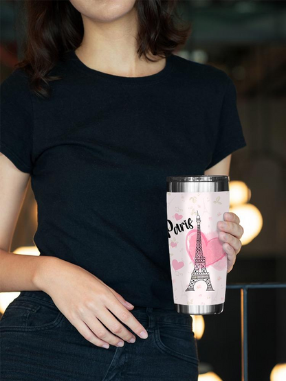 Paris Eiffel Tower Heart Tumbler -SPIdeals Designs