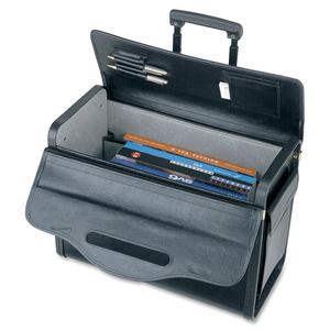 Lorell Travel/Luggage Case (Roller) Travel Essential, Book, File Folder - Black - Vinyl Body - Handle - 14" Height x 22" Width x 8" Depth - 1 Each