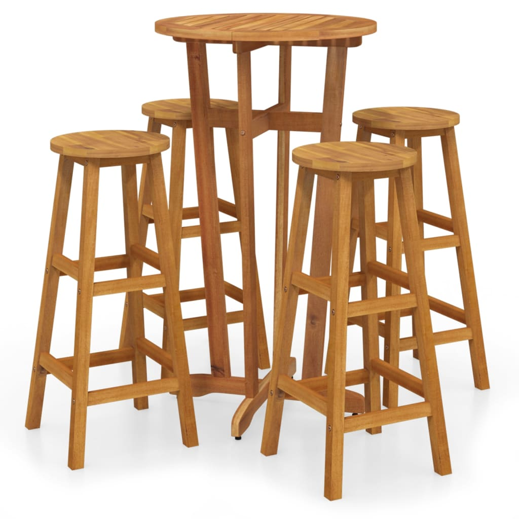 vidaXL 5 Piece Patio Bar Set Solid Wood Acacia
