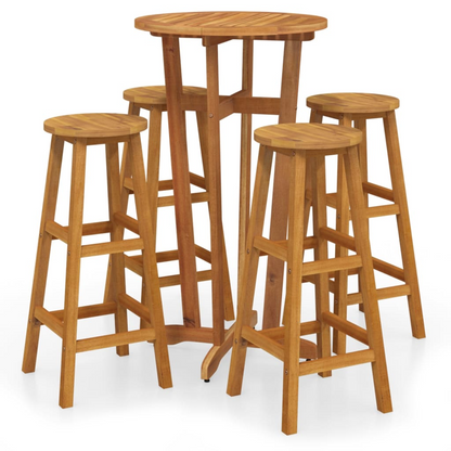 vidaXL 5 Piece Patio Bar Set Solid Wood Acacia