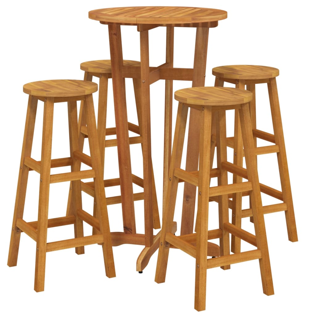 vidaXL 5 Piece Patio Bar Set Solid Wood Acacia
