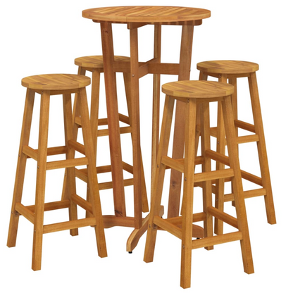 vidaXL 5 Piece Patio Bar Set Solid Wood Acacia
