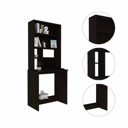 Computer Desk Monroe, Four Shelves, Black Wengue Finish