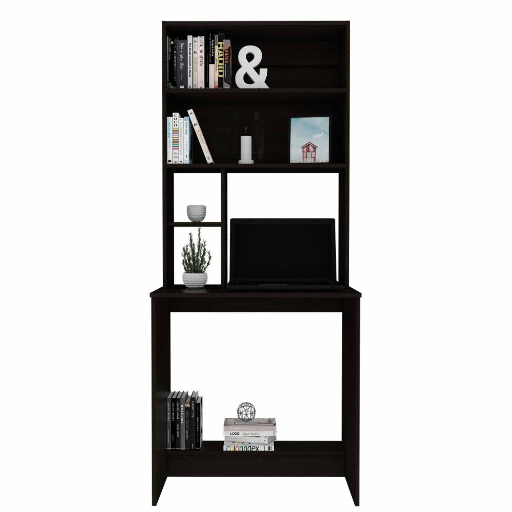 Computer Desk Monroe, Four Shelves, Black Wengue Finish