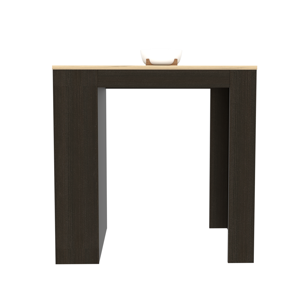 Kitchen Counter Dining Table Toledo, Three Side Shelves, Black Wengue / Pine Finish
