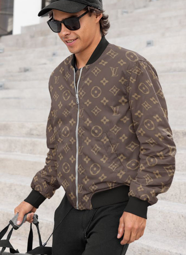 LV Brown Pattern Bomber Jacket