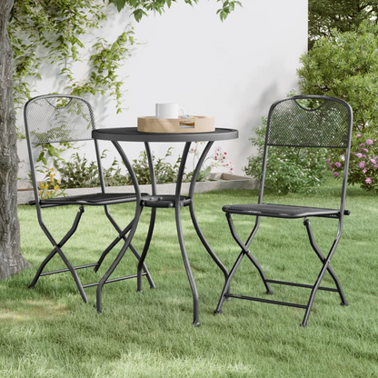 vidaXL 3 Piece Patio Dining Set Expanded Metal Mesh Anthracite