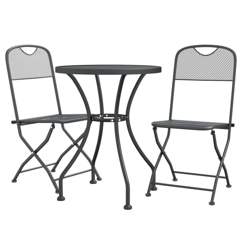 vidaXL 3 Piece Patio Dining Set Expanded Metal Mesh Anthracite