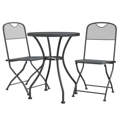 vidaXL 3 Piece Patio Dining Set Expanded Metal Mesh Anthracite