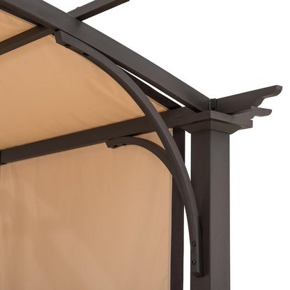 Sunjoy  9 x 11ft Outdoor Steel Arched Pergola with Adjustable Canopy