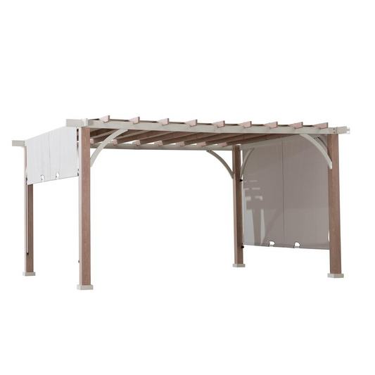 Sunjoy Delrey 12 x 14 ft. Pergola with Adjustable Canopy, Light Gray