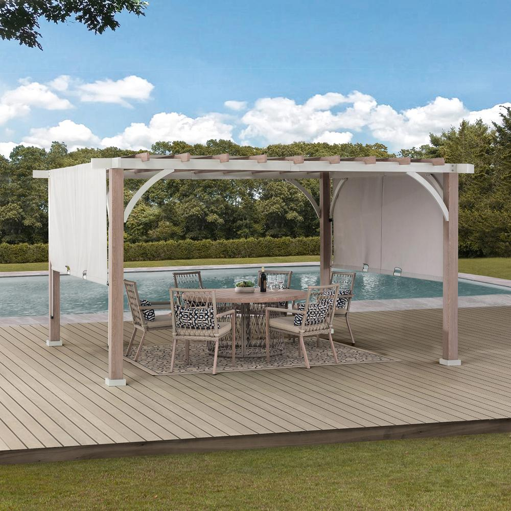 Sunjoy Delrey 12 x 14 ft. Pergola with Adjustable Canopy, Light Gray