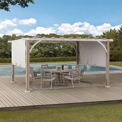 Sunjoy Delrey 12 x 14 ft. Pergola with Adjustable Canopy, Light Gray
