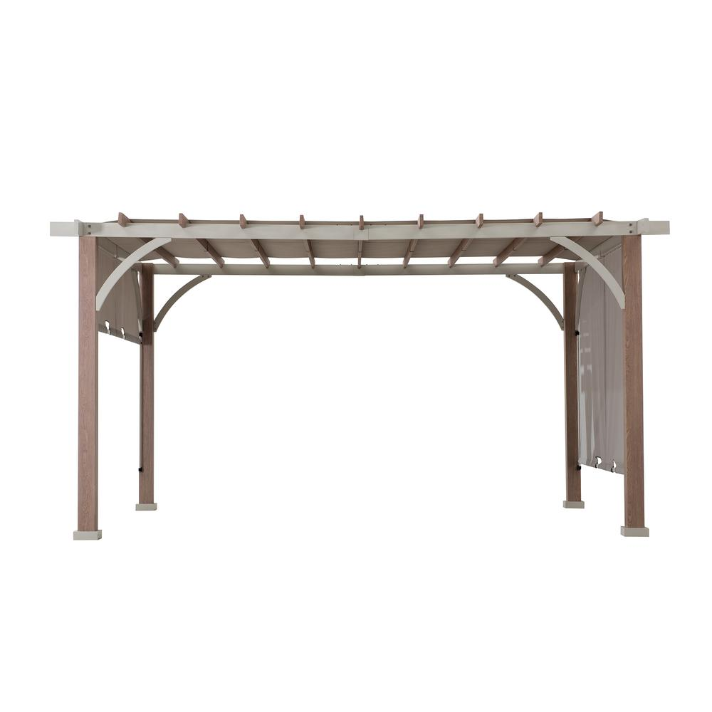 Sunjoy Delrey 12 x 14 ft. Pergola with Adjustable Canopy, Light Gray