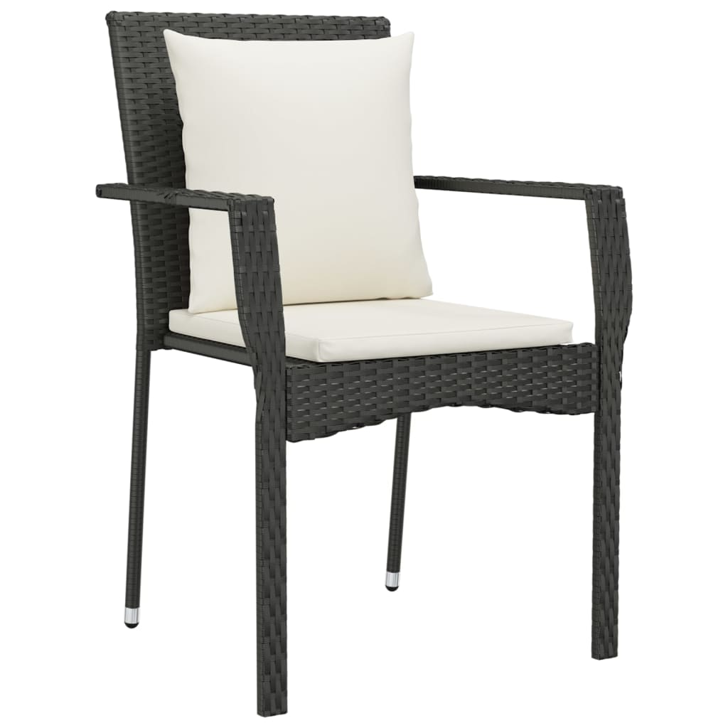 vidaXL Patio Chairs with Cushions 2 pcs Poly Rattan Black