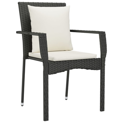 vidaXL Patio Chairs with Cushions 2 pcs Poly Rattan Black