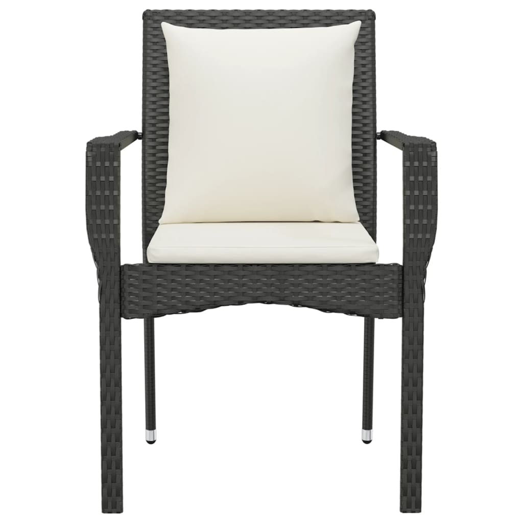 vidaXL Patio Chairs with Cushions 2 pcs Poly Rattan Black