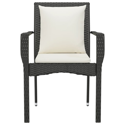 vidaXL Patio Chairs with Cushions 2 pcs Poly Rattan Black