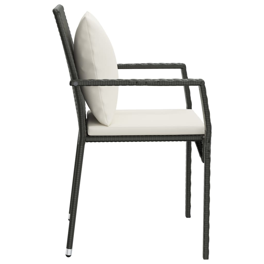 vidaXL Patio Chairs with Cushions 2 pcs Poly Rattan Black