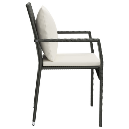 vidaXL Patio Chairs with Cushions 2 pcs Poly Rattan Black