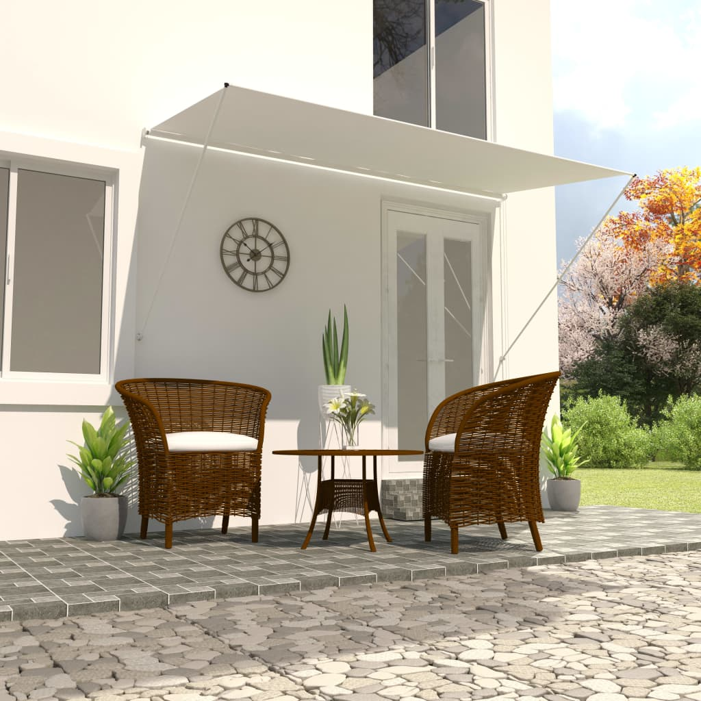 vidaXL Retractable Awning 137.8"x59.1" Cream