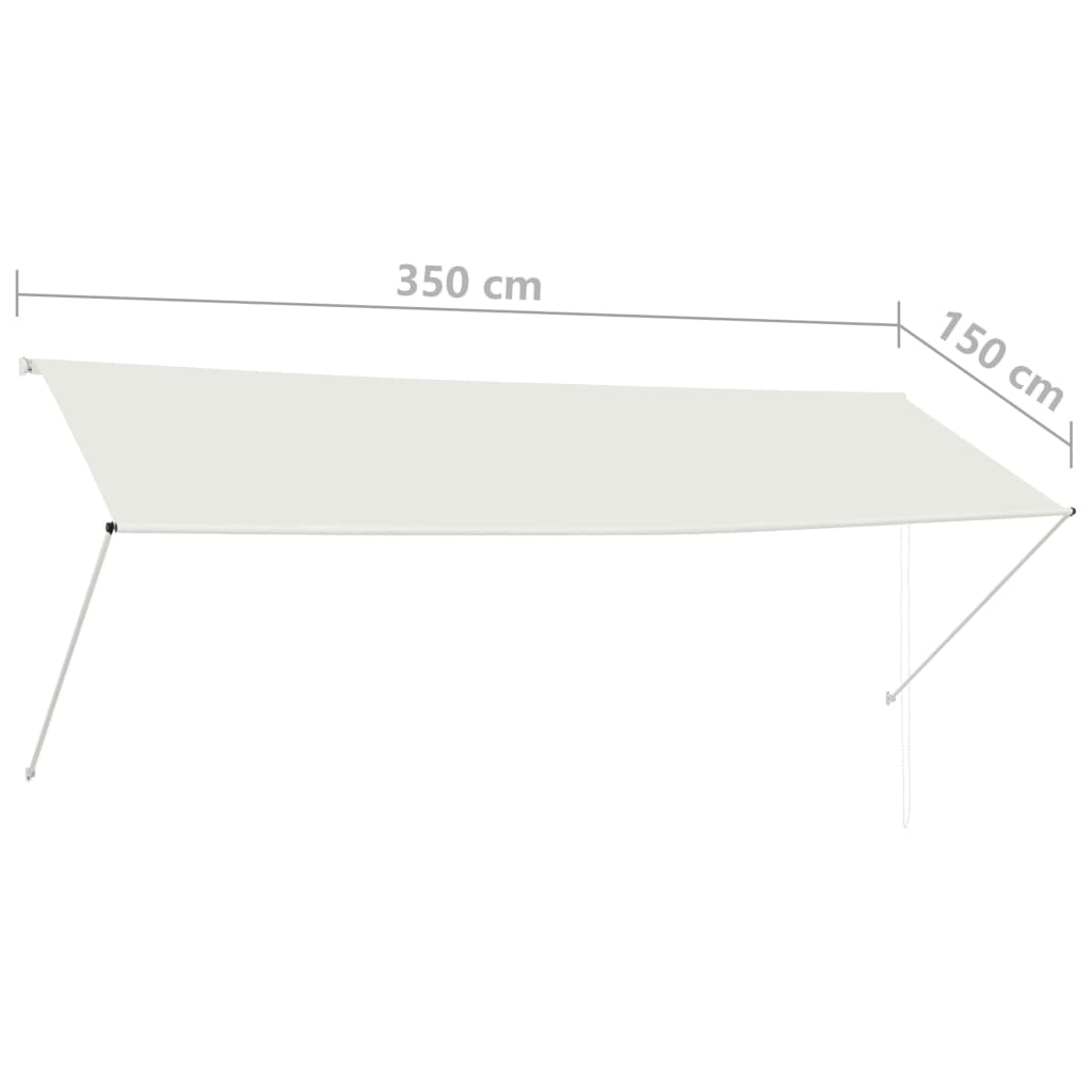 vidaXL Retractable Awning 137.8"x59.1" Cream