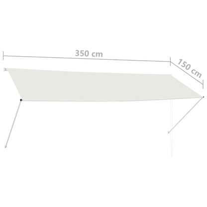 vidaXL Retractable Awning 137.8"x59.1" Cream