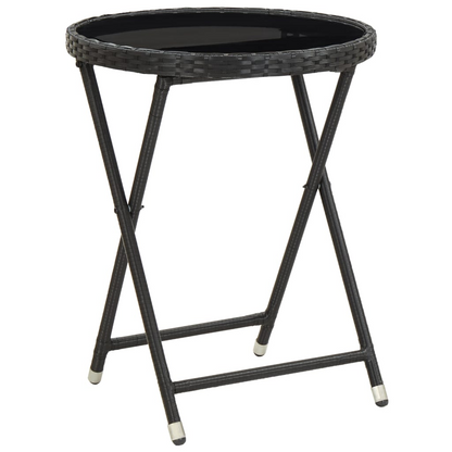 vidaXL 3 Piece Patio Bistro Set Poly Rattan and Glass Black