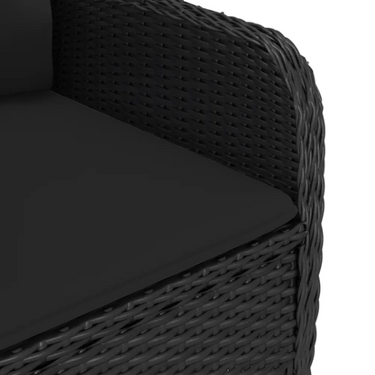 vidaXL 3 Piece Patio Bistro Set Poly Rattan and Glass Black